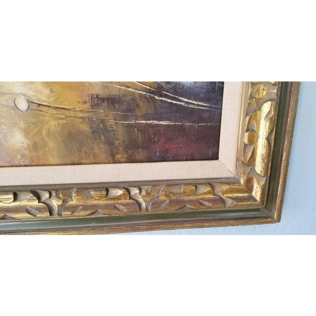 1970s Italian Boats Landscape Oil on Canvas Painting, Signed For Sale - Image 9 of 11