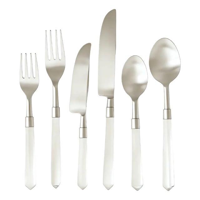 Prism Flatware - Clear + Silver, 6-Piece Set For Sale