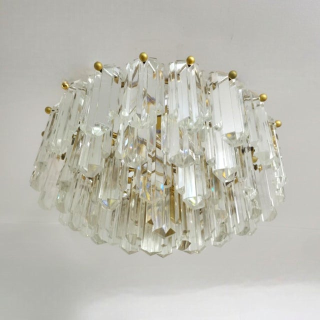 Mid-Century Modern Mid-Century Hollywood Regency Chandelier in Glass and Brass from Kalmar Franken KG ,1970s For Sale - Image 3 of 13