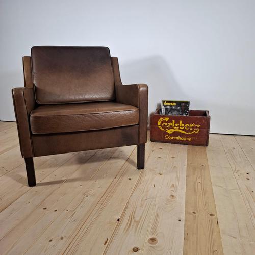 Brown Vintage Leather Lounge Chair, 1960s For Sale - Image 8 of 8