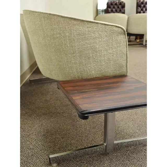 Mid Century Danish Modern Club Chair Sectional Sofa Set With Rosewood End Tables For Sale In Philadelphia - Image 6 of 12