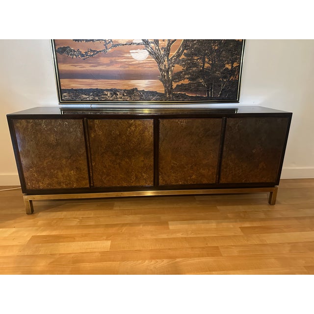 Mid 20th Century John Widdicomb Acid-Washed Bronze Four-Door Credenza With Brass Base For Sale - Image 16 of 17