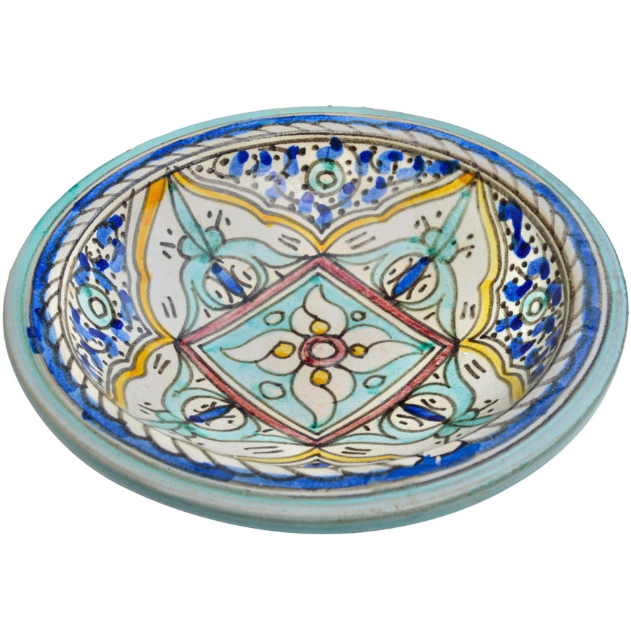 Mid 20th Century Blue & Orange-Patterned Andalusian Ceramic Plate