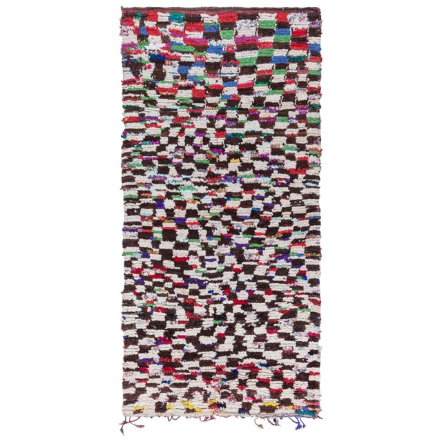 Doris Leslie Blau Vintage Moroccan Rug – Bold Abstract Checkerboard Composition For Sale