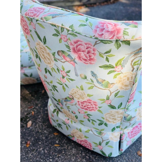 Textile Vintage Slipper Chairs, Newly Upholstered For Sale - Image 7 of 9