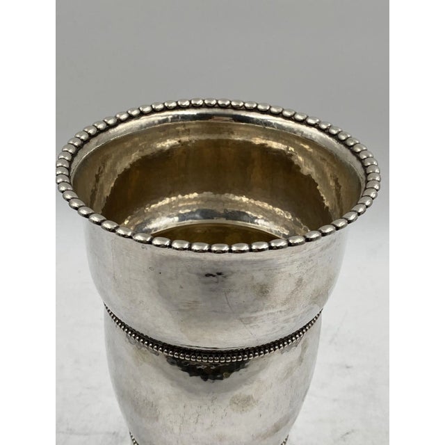 Mid-Century Modern Danish C. Heise Silver Hand Hammered Vase For Sale - Image 3 of 7