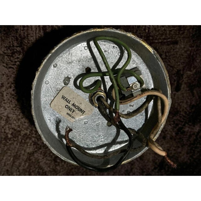 Late 20th Century Vintage Art Deco Double Wall Sconce Frosted Glass Brass Metal Floral For Sale - Image 5 of 6