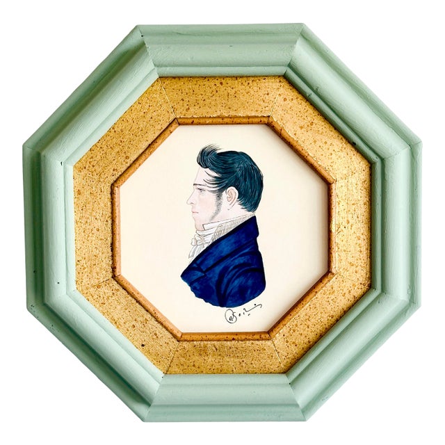 Original Hand-Painted Victorian Portrait Painting, Framed in Hand-Painted Frame For Sale