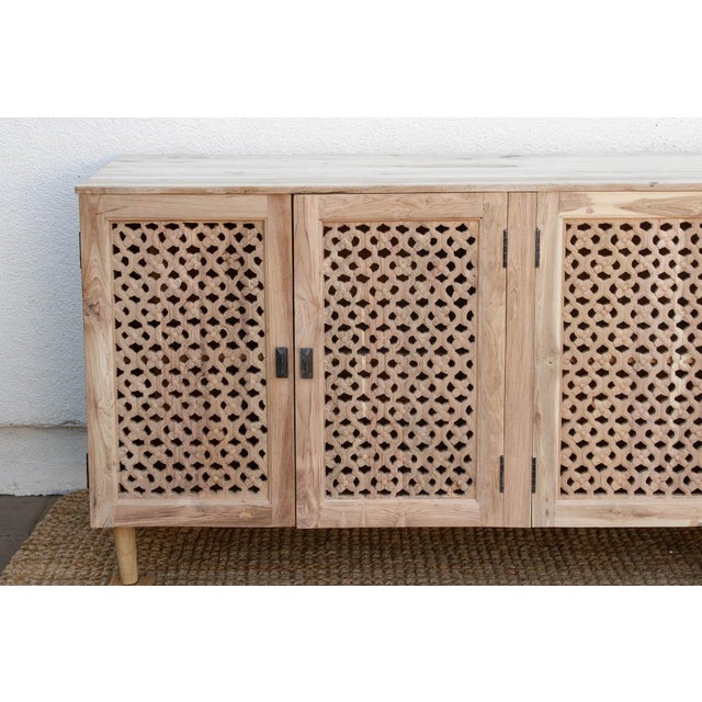105" Six-Door Grand Floral Jali Sunbleached Sideboard For Sale In Los Angeles - Image 6 of 10