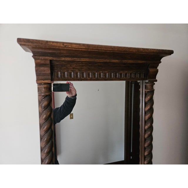 1980s Ethan Allan Console Wall Mirror Charter Oak Jacobean Gothic Barley Twist For Sale In Philadelphia - Image 6 of 11