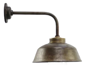 Vintage Industrial Brass with Clear Striped Glass Wall Light