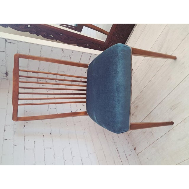 Mid-Century Dining Chairs in Teal Blue Velour by Greaves & Thomas, 1960s, Set of 6 For Sale - Image 12 of 18