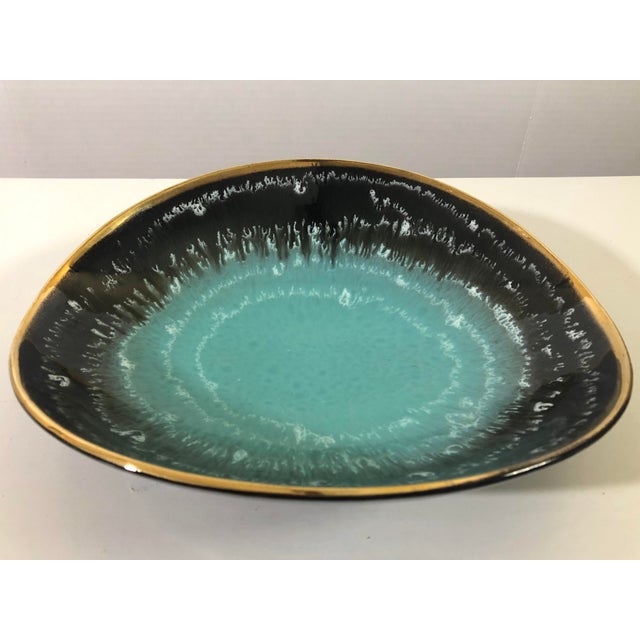 Mid Century German Pottery Decorative Bowl W/24k Gold Rim For Sale - Image 10 of 10