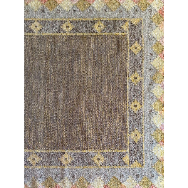 Scandinavian Modern Pastel Röllakan Flatweave Rug, 1950s For Sale - Image 12 of 17