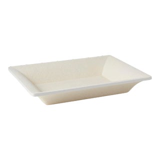 AERIN Faux Shagreen Rectangular Vide Poche, Cream For Sale