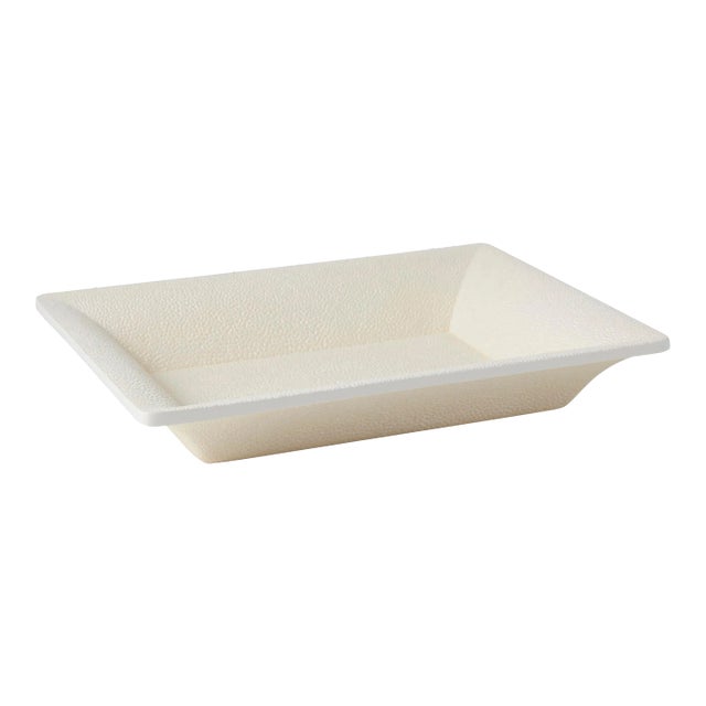 AERIN Faux Shagreen Rectangular Vide Poche, Cream For Sale