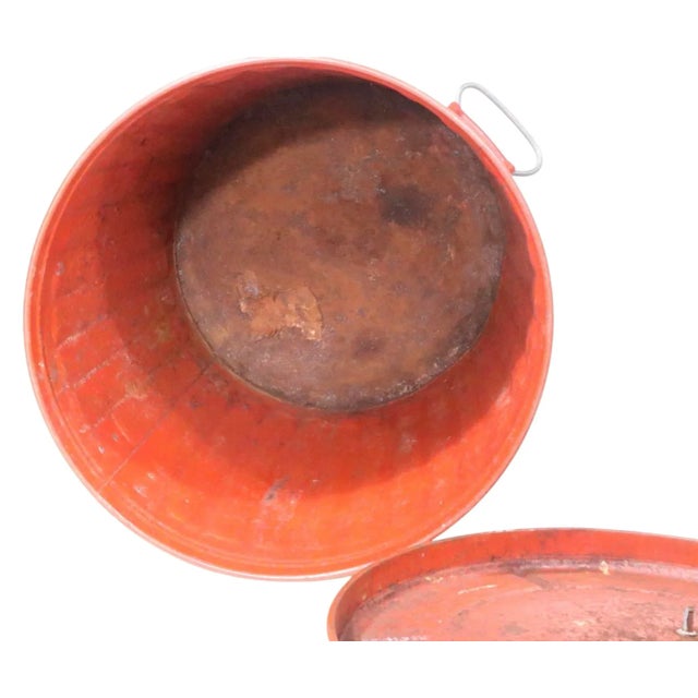 Mid 20th Century Vintage Pennsylvania Dutch Paint Decorated Garbage Trash Can For Sale - Image 5 of 15