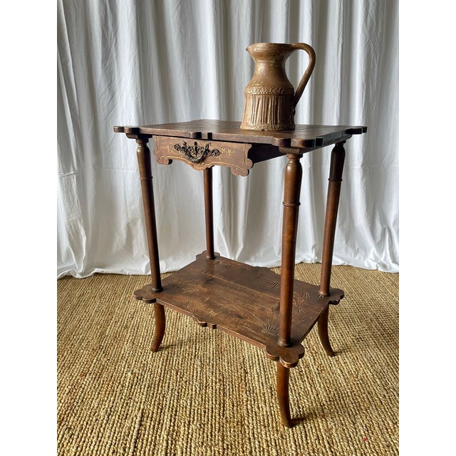 French Art Nouveau Walnut Side Table, 1890s For Sale - Image 18 of 18