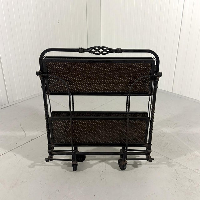 Black Brutalist Wrought Iron Folding Serving Trolley, 1950s For Sale - Image 8 of 15