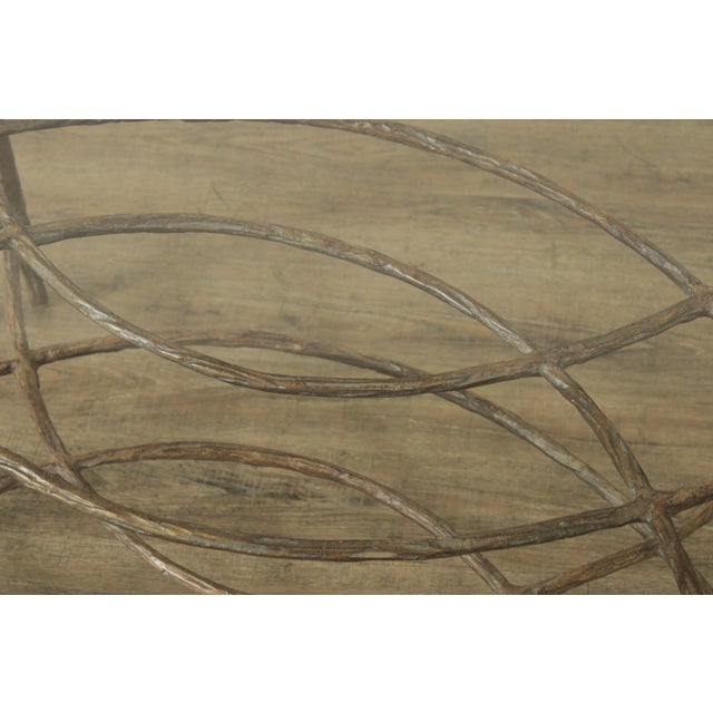 Metal Late 20th Century Glass Top Faux Bois Coffee Table For Sale - Image 7 of 12