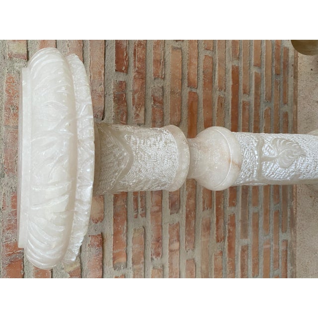 Stone Italian Empire Carved Carrara Marble Pedestal Tables, 1890s, Set of 2 For Sale - Image 7 of 18