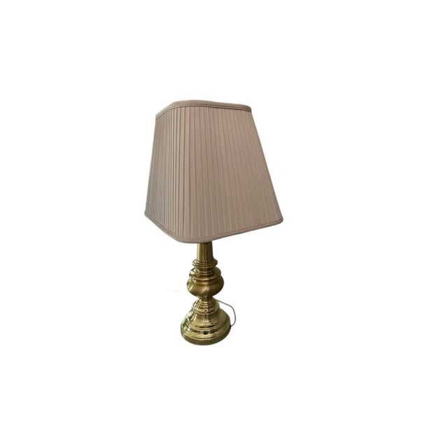 Mid 20th Century Vintage Frederick Cooper Brass Table Lamp With Pleated Shade, 29” Tall For Sale - Image 5 of 10