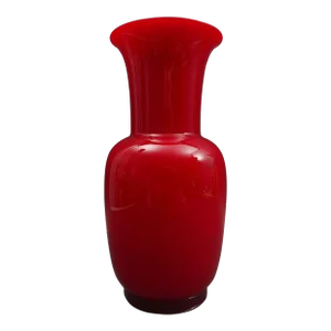 Venini 1986 Signed Italian Murano Opalino Red Large Art Glass Vase