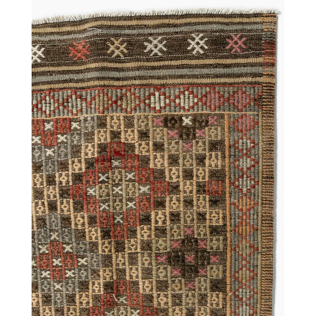 Vintage Turkish Jajim Flatweave Area Rug 5ft 2in X 9ft 7in For Sale - Image 9 of 10