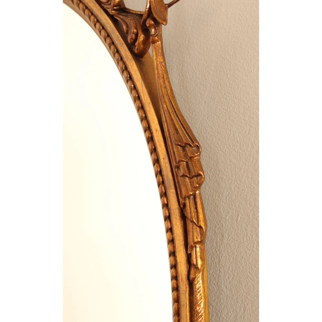 Wood Vintage Adams Style Carved Gold Frame Oval Wall Mirror For Sale - Image 7 of 12