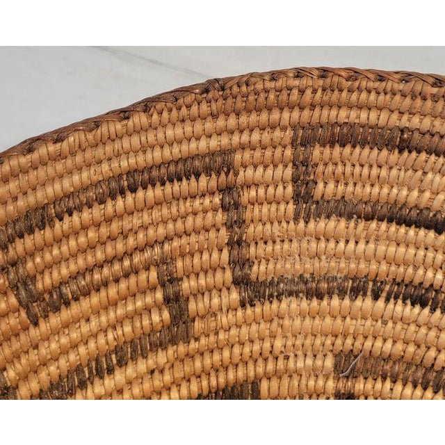 Mid 20th Century Large Hand Woven Greek Key Pattern Basket For Sale In Los Angeles - Image 6 of 6