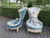 1970s 1970 Louis XVI White Beech Turquoise Lounge Chairs-Pair For Sale - Image 5 of 12