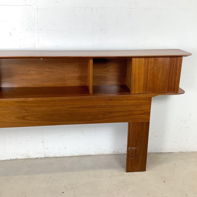 Mid 20th Century Mid-Century Modern Walnut Storage Headboard For Sale - Image 5 of 12