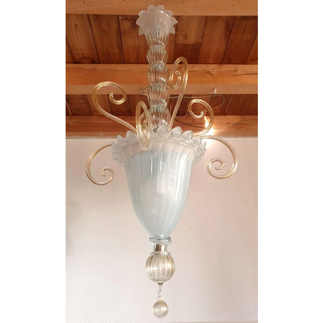 1960s White Murano Glass Neoclassical Lantern 1960s For Sale - Image 5 of 11