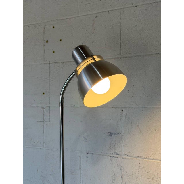 1970s Brushed Steel Floor Lamp With Adjustable Shade Mid-Century Modern 1970s For Sale - Image 5 of 10