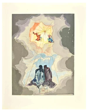 Salvador Dali, Cacciaguida’s History, Woodcut, 1963