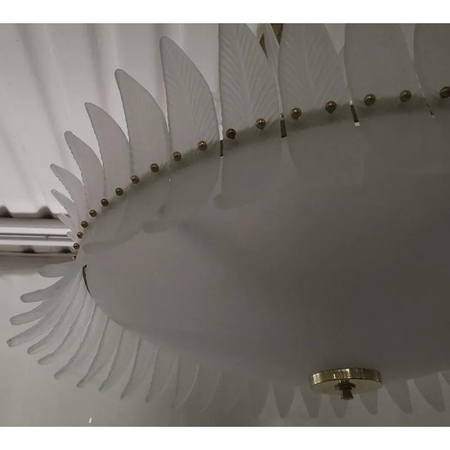 2000 - 2009 Mid-Century Round Murano Art Glass and Brass Chandelier, 2000s For Sale - Image 5 of 11