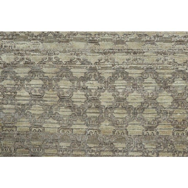 Rug & Kilim Contemporary Block Print Geometric Natural Silk Runner by Rug & Kilim, India For Sale - Image 4 of 8
