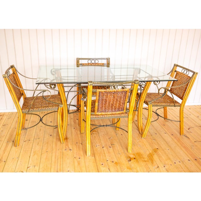 Vintage Bohemian Glass Dining Table and Armchairs, 1970s, Set of 5 For Sale - Image 16 of 18