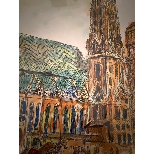 Paint Stephansdom, Vienna, 2008, Watercolor and Ink on Paper For Sale - Image 7 of 8