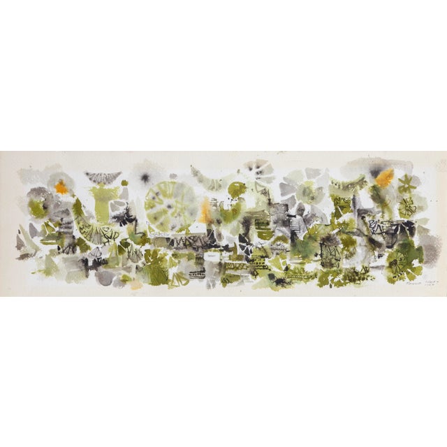 Green Abstract, Patience Haley Watercolor on Paper, Signed and Dated Lower Right For Sale