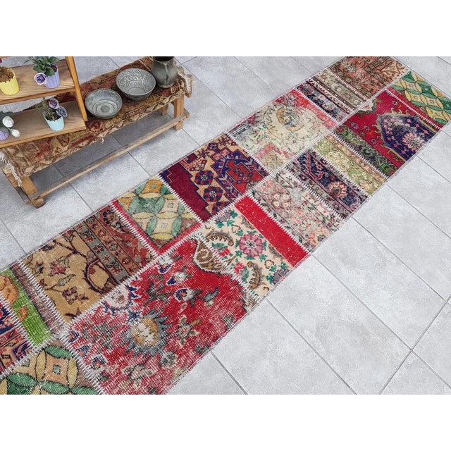 Red Mid 20th Century Turkish Natural Bohemian Runner For Sale - Image 8 of 10