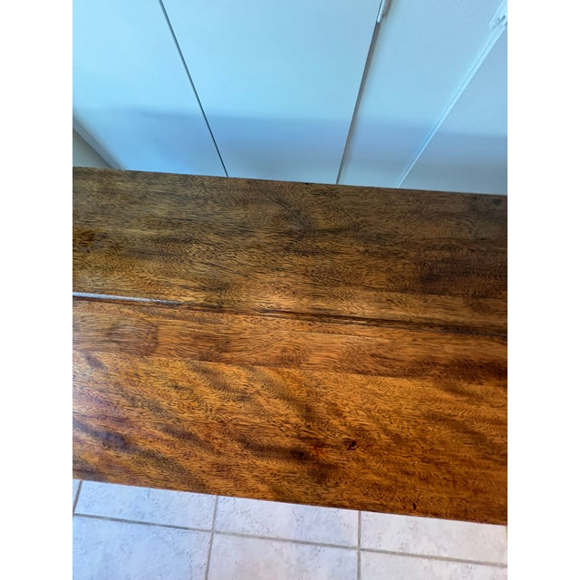 Vintage Solid Wood Xtra Long Coffee Table / Low Bench With Turned Legs in the Manner of Ralph Lauren For Sale - Image 11 of 18