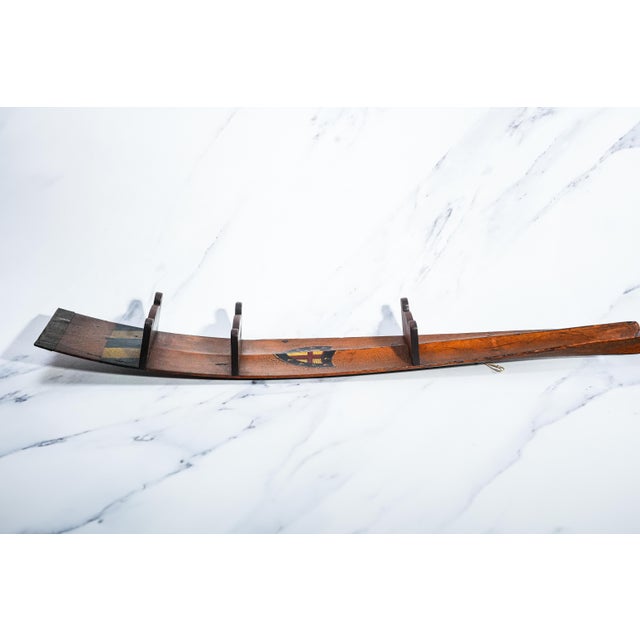 Rare Antique English Clare College Cambridge University Hand Painted Rowing Oar Repurposed Pipe Shelf Rack Tobacciana For Sale - Image 10 of 14