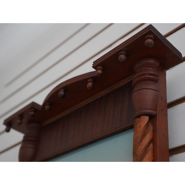 Wood Antique 19th Century Reverse Painted Mahogany Wall Mirror For Sale - Image 7 of 10