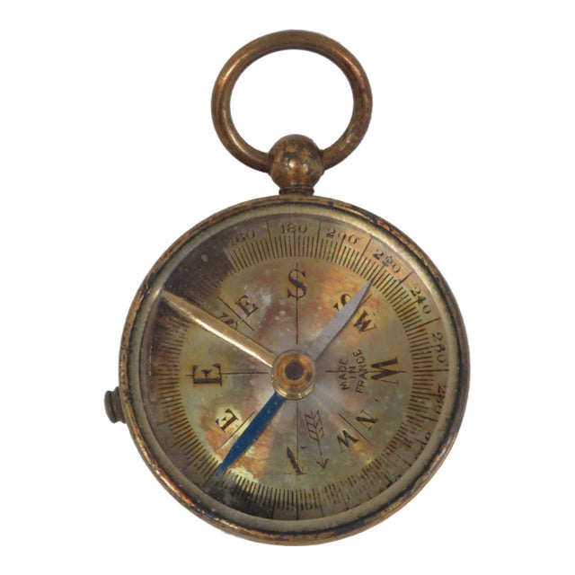 Metal Pocket Compass Made in France Early 20th Century Boussole 4490b For Sale