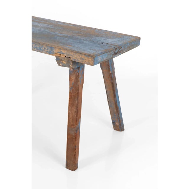 Rustic Blue Workshop Table, 1890s For Sale - Image 4 of 11