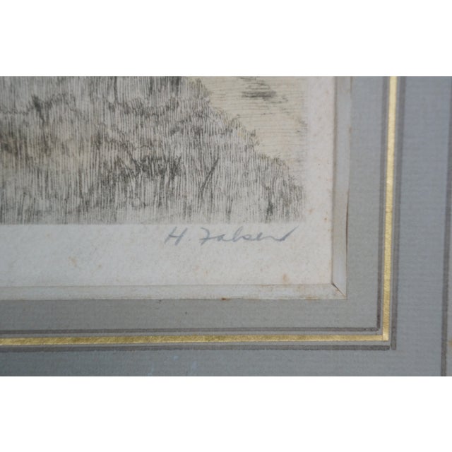 Brown Early 20th Century Antique H. Falser Fishermans Haven Seascape Landscape Harbor Etching 23" For Sale - Image 8 of 13