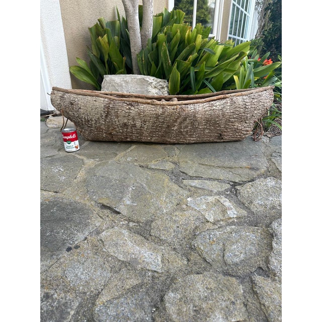 Fabulous Vintage Handmade Bark & Wood Canoe. Spectacular mid-century canoe formed from one large piece of textured bark....