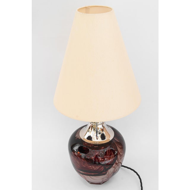 Metal Murano Table Lamp with Fabric Shade, Italy, 1920s For Sale - Image 7 of 18