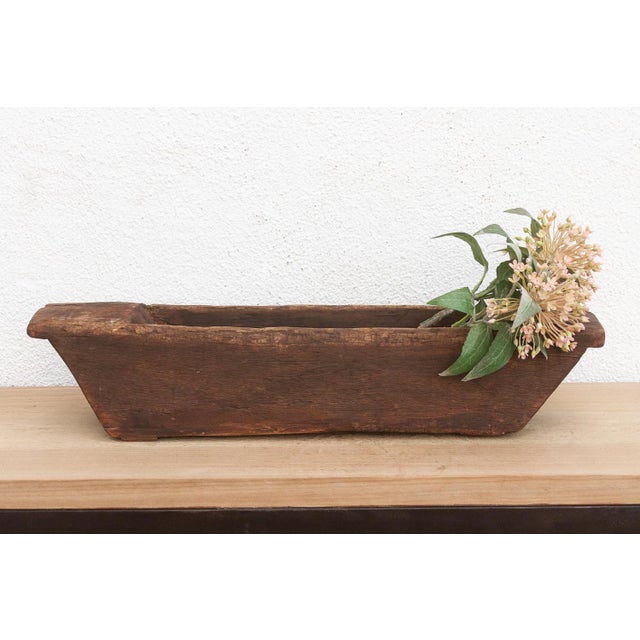 Wood Old Rustic Wood Centerpiece Trough For Sale - Image 7 of 7